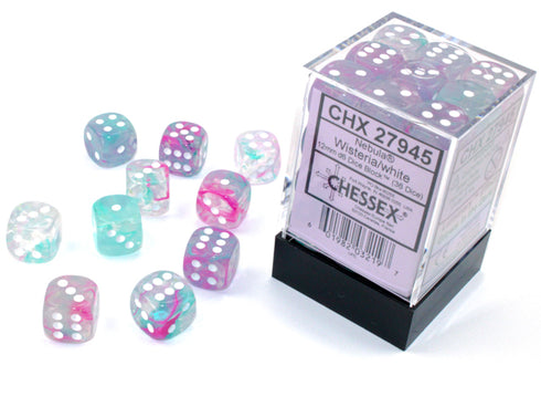 Chessex: 12 mm D6 Dice Block (36 count) - Nebula Wisteria/White