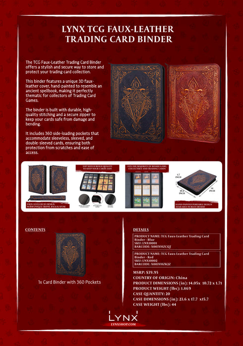 TCG Faux-Leather Trading Card Binder - Red