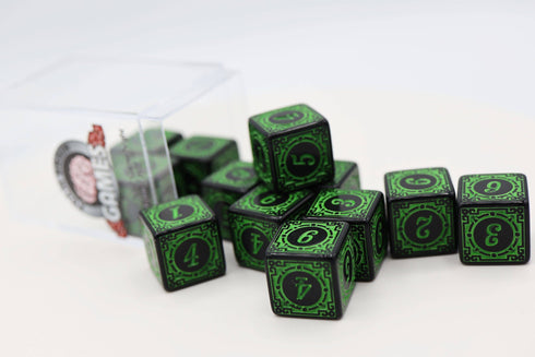 12 piece D6s - Magic Burst Green