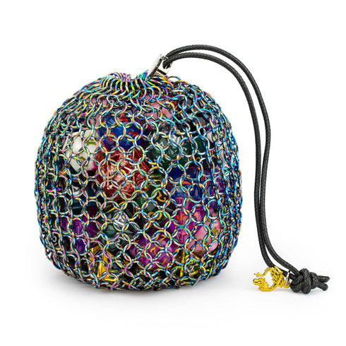 Hymgho Dice - Hero's Chainmail Dice Bag - Rainbow