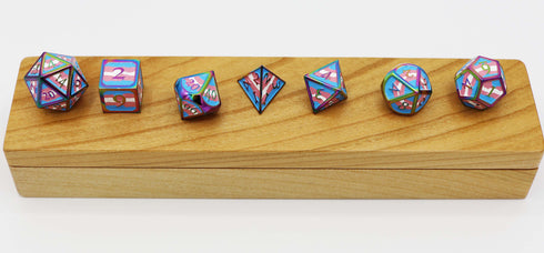 Dice For All: 7 Piece Metal RPG Dice Set - Transgender Pride Flag