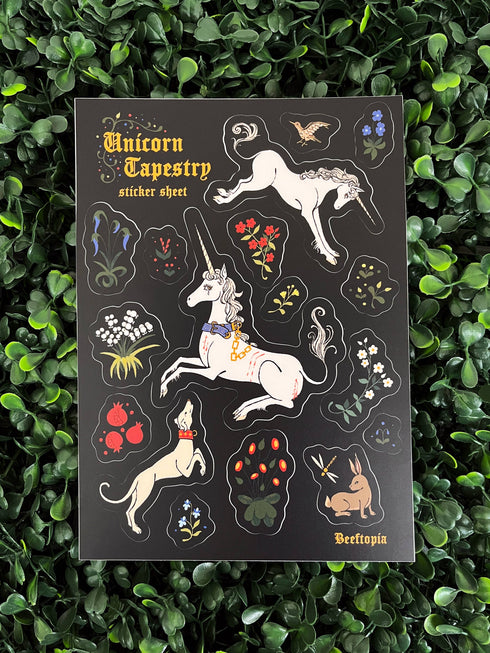 Beeftopia: Unicorn Tapestry Medieval Waterproof Vinyl Sticker Sheet