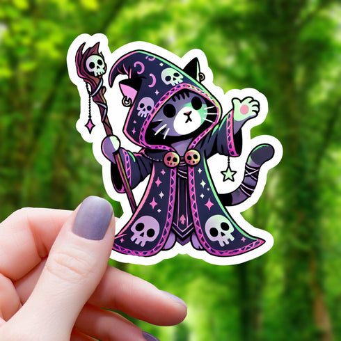 Mimic Co: Pink Cat Necromancer Sticker - 3"