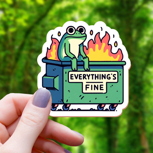 MGCo: Everythings Fine Frog on Dumpster Sticker - 3"