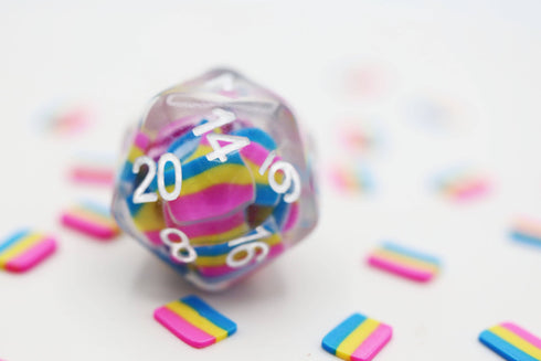 Dice For All: 7 Piece RPG Dice Set - Pansexual Flag