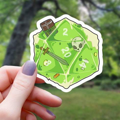 MGCo: Gelatinous D20 Polyhedral Dice Monster Sticker - 3"
