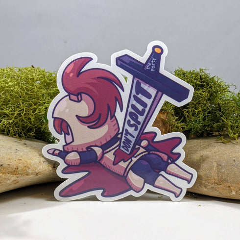 MGCo: Don't Split The Party Sword Tabletop Gaming Sticker - 2.5"