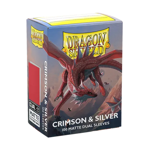 Dragon Shield: 100 Standard Size Dual Matte Sleeves - Crimson & Silver