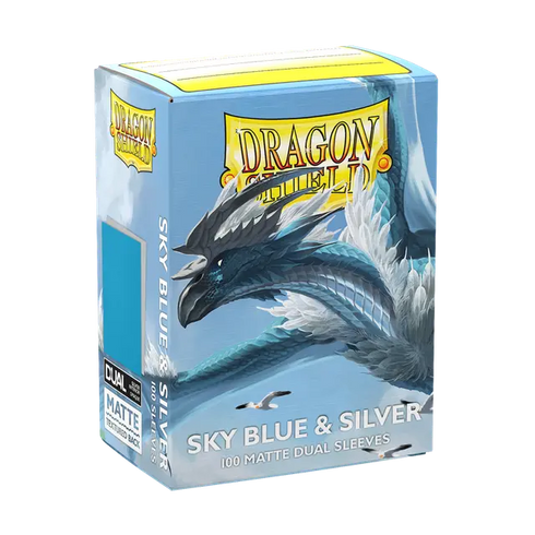 Dragon Shield: 100 Standard Size Dual Matte Sleeves - Sky Blue & Silver