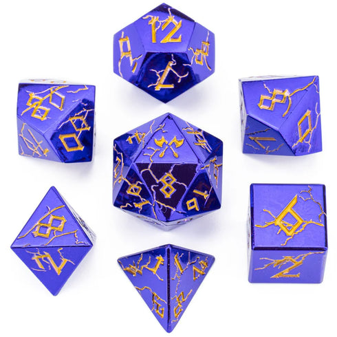 Barbarian Solid Metal Polyhedral Dice Set-Shiny Purple w/Gold