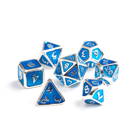Die Hard Dice: 7 Piece RPG Set - Mythica Platinum Aquamarine