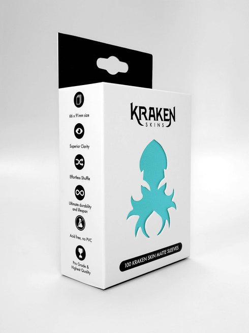 Kraken Skins: 100 count Matte Sleeves - Bright Turquoise