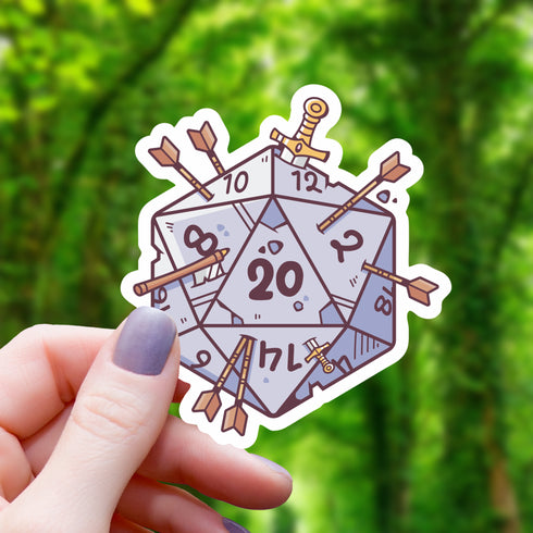 MGCo: D20 With Arrows Stuck Sticker - 3"