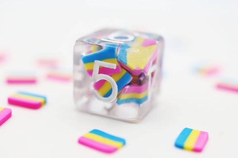 Dice For All: 7 Piece RPG Dice Set - Pansexual Flag