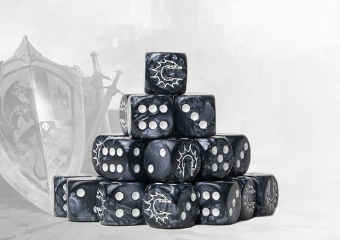 Conquest: Dark Grey Marbled Dice