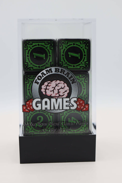 12 piece D6s - Magic Burst Green
