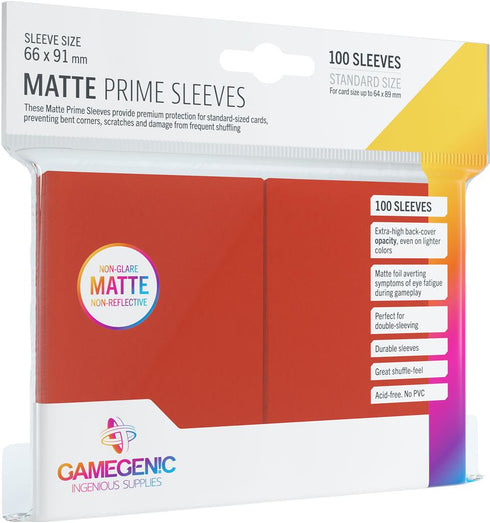 Gamegenic: 100 Standard Size Matte Prime Sleeves - Red