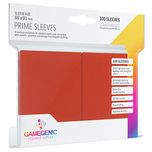 Gamegenic: 100 Standard Size Prime Sleeves - Red